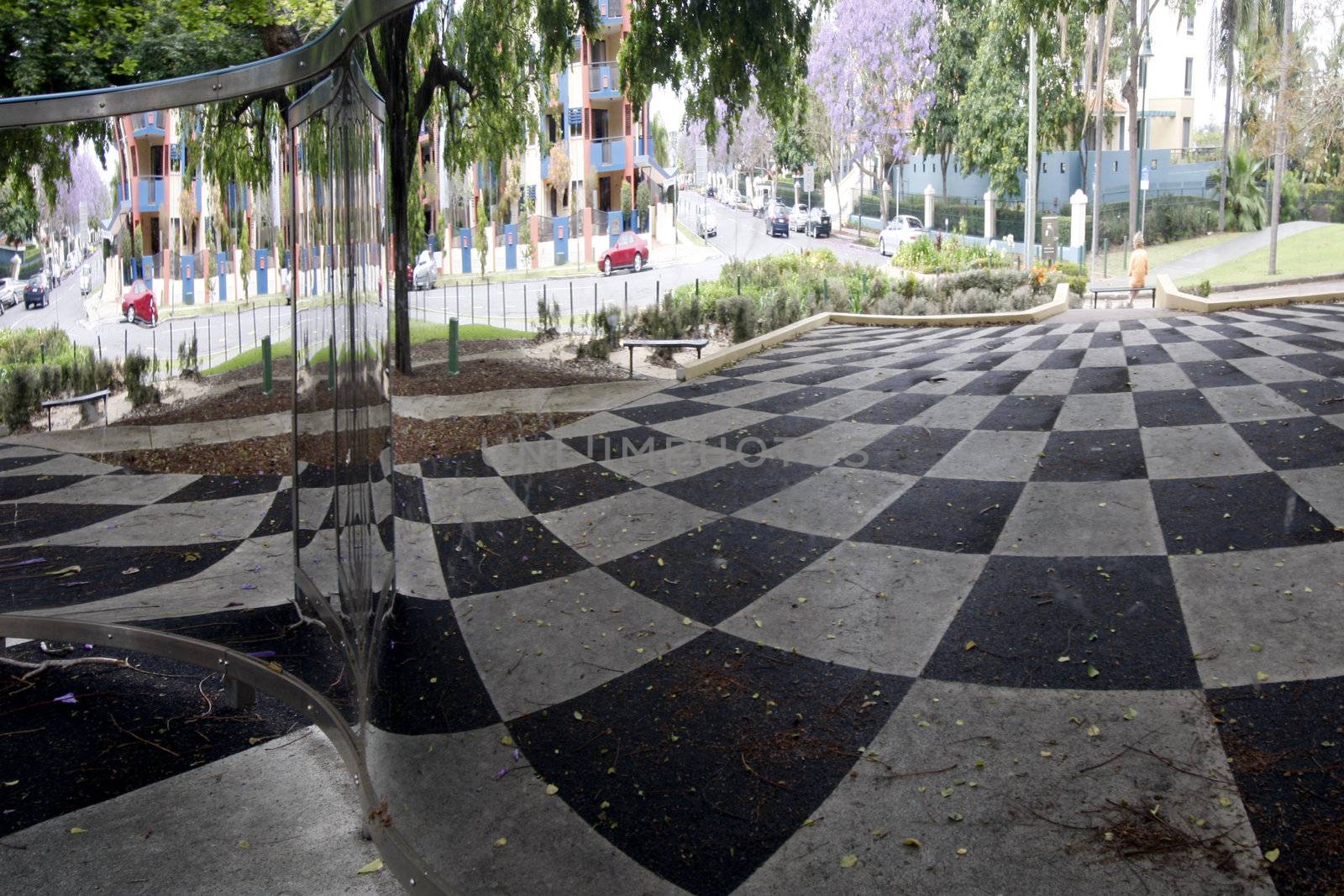 Checkered platform on the playground