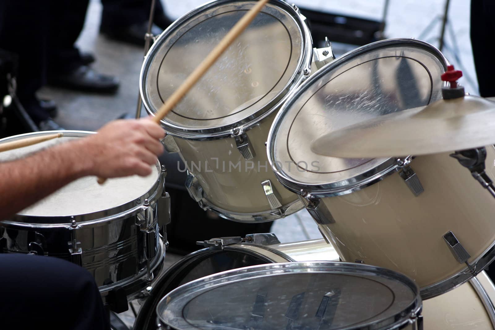 Drummer performing music