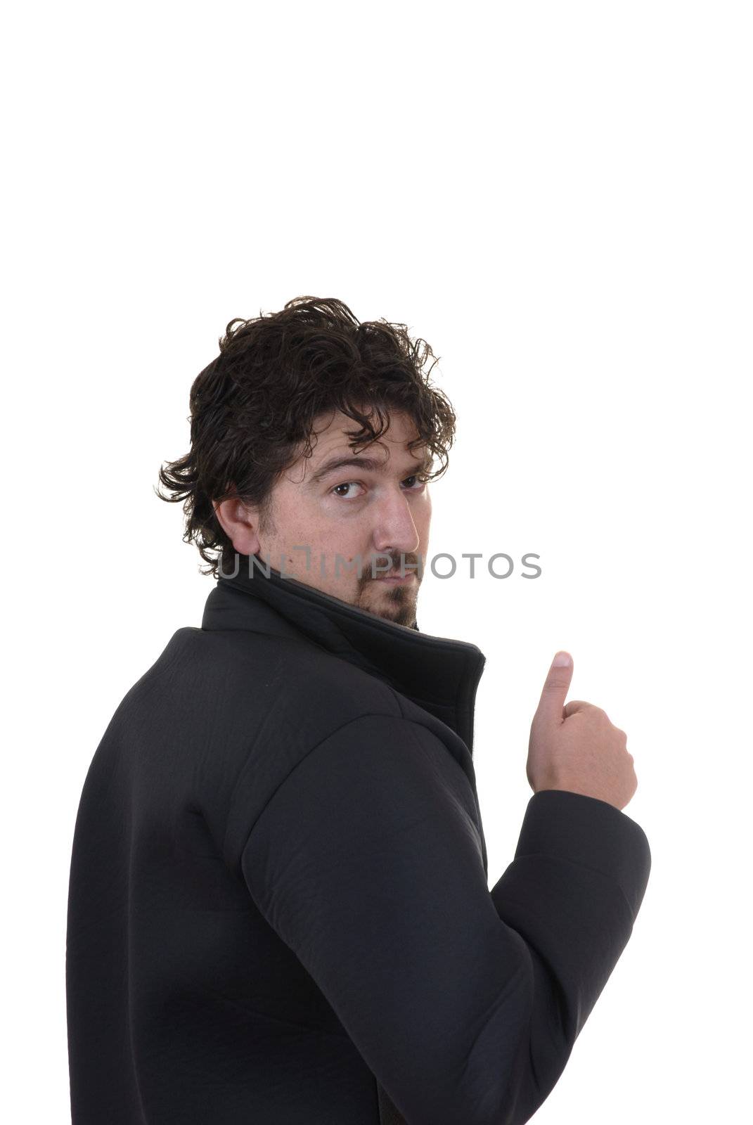 casual young man going thumbs up with his hand