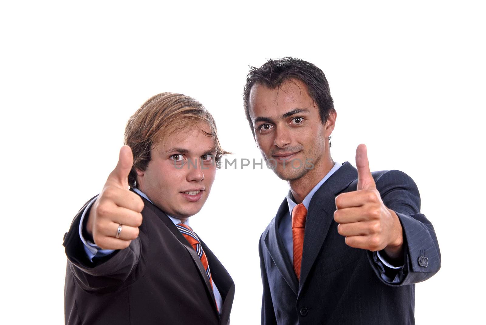 two young business men isolated on white