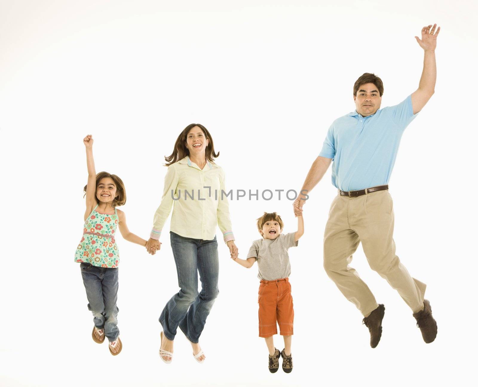 Family jumping. by iofoto