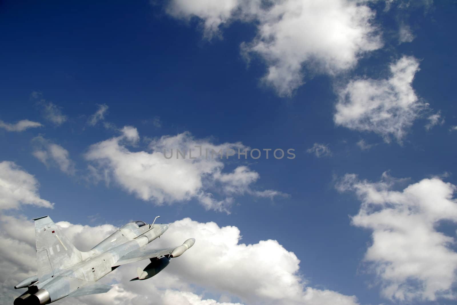 Jet flying into the sky