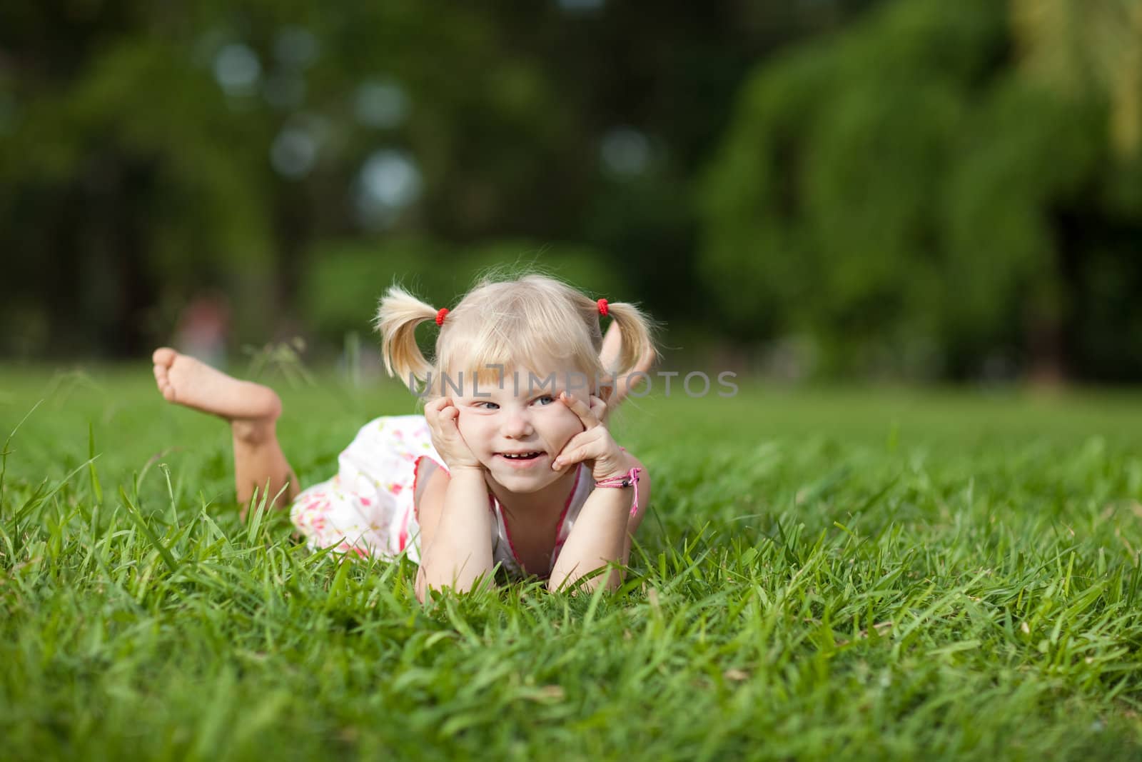 happy girl on the grass