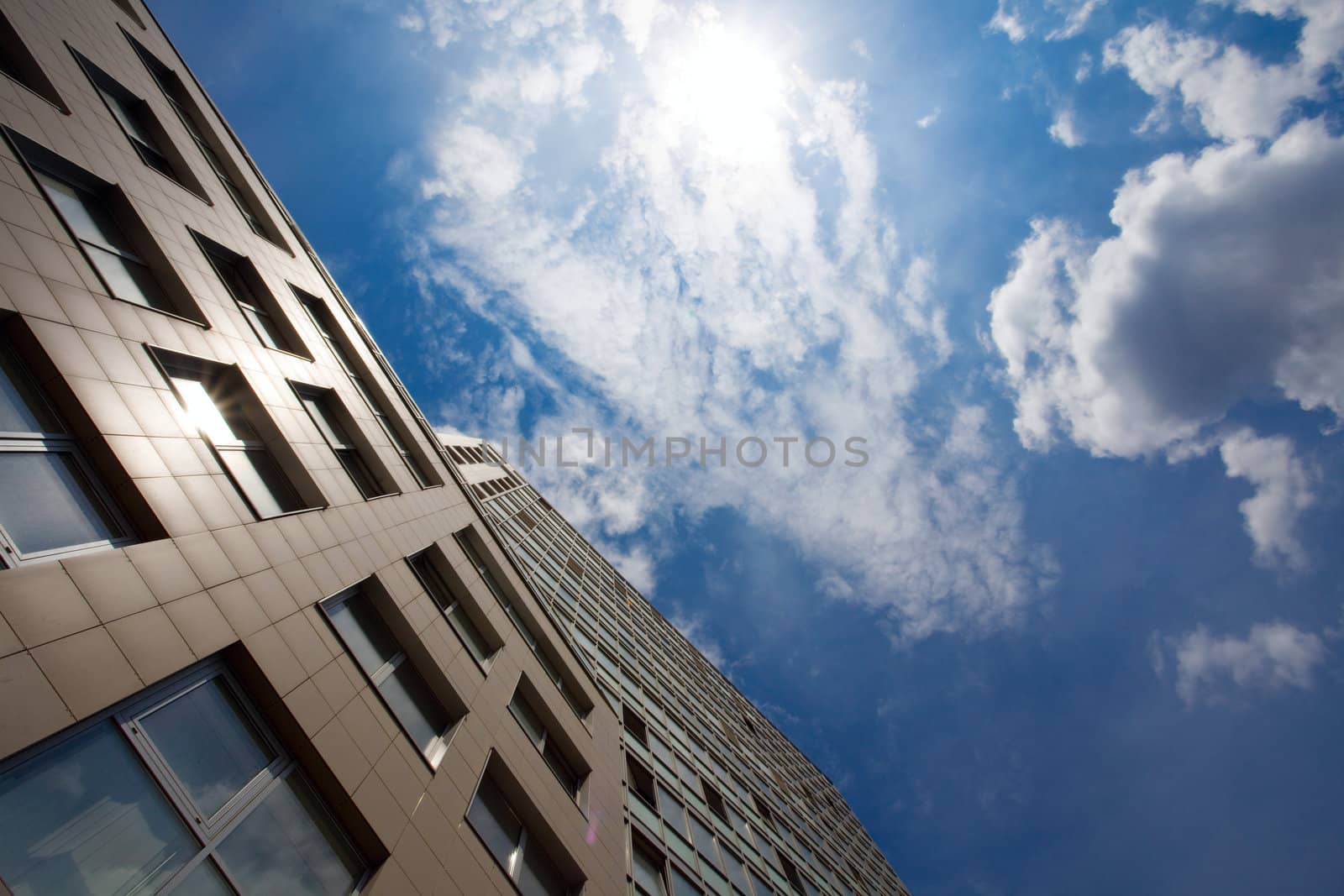 business building and blue sky