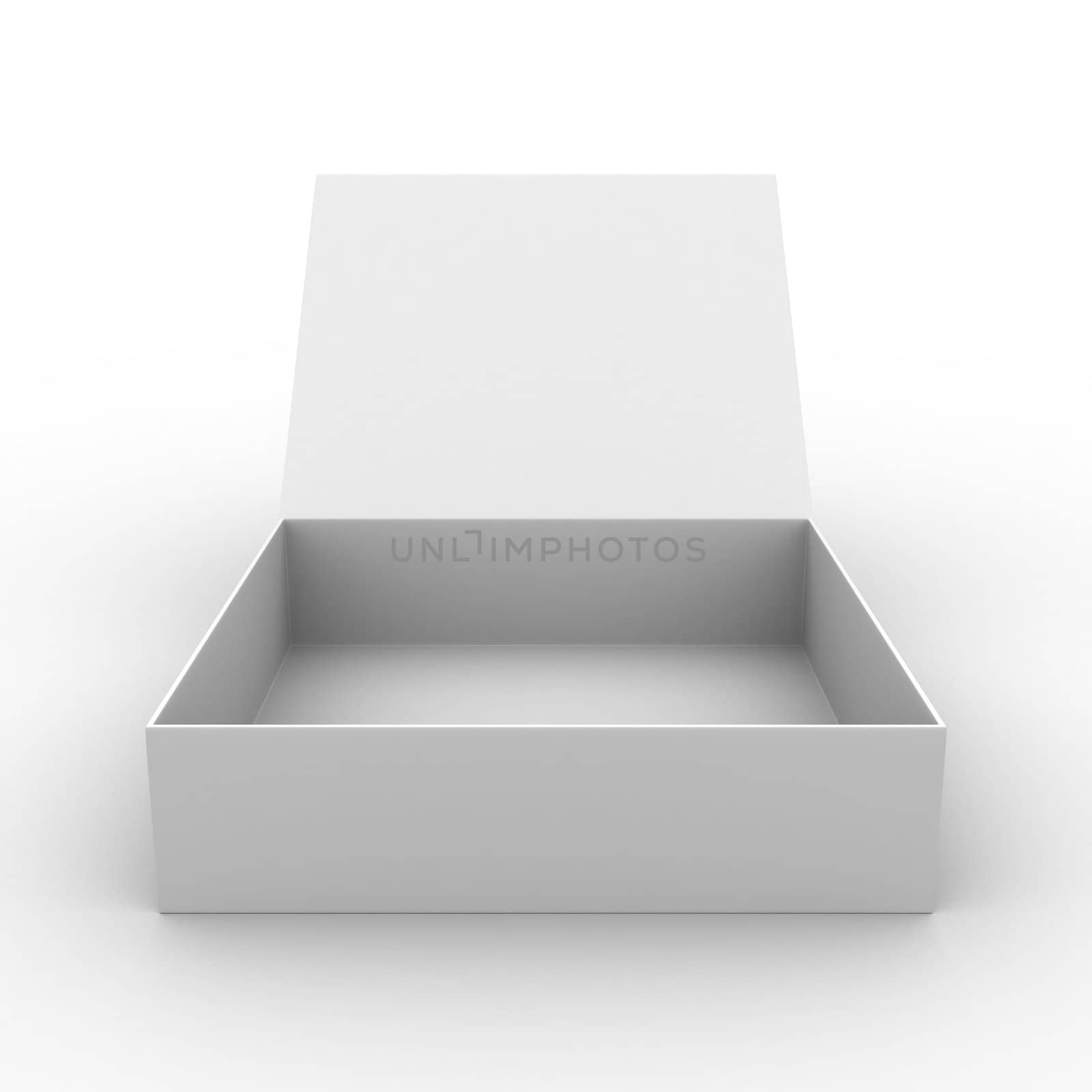 Open box on white background. Isolated 3D image