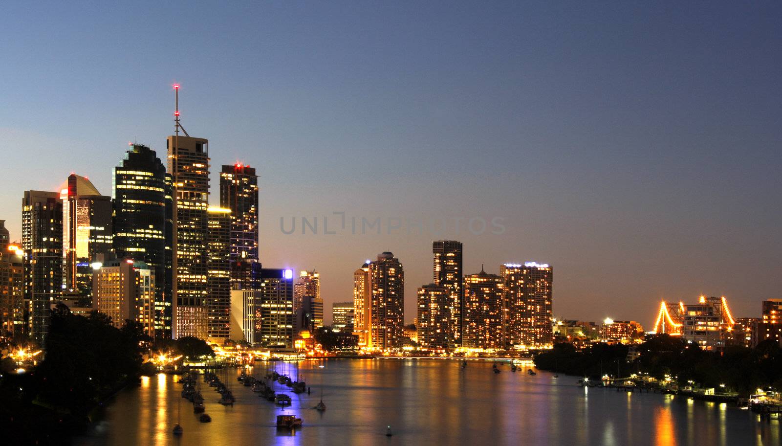Brisbane Australia by the river at night