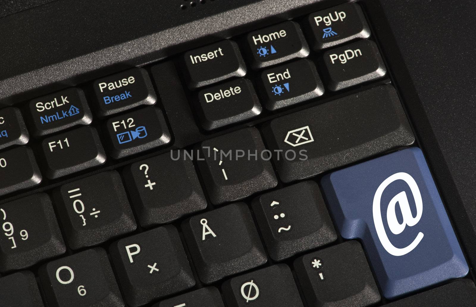 Closeup of a keyboard, stating @ for email