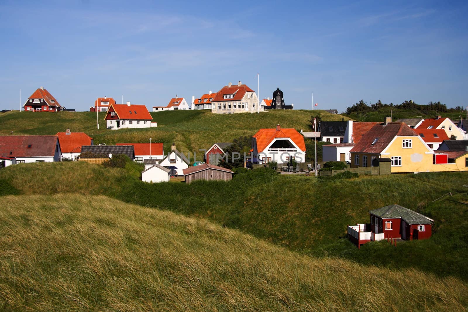 Idyllic houses from Loenstrup, Northern Jutland, Denmark. Summer.