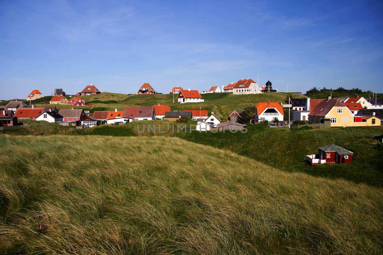 Idyllic houses in Loenstrup, Northern Jutland, Denmark. Summer.