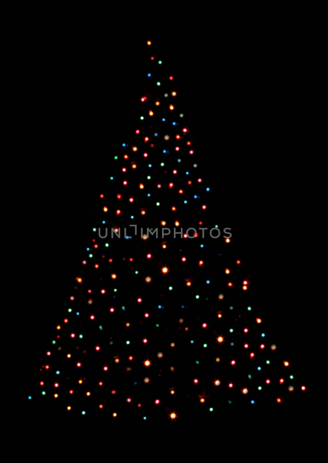 A Christmas tree shape made with christmas lights.