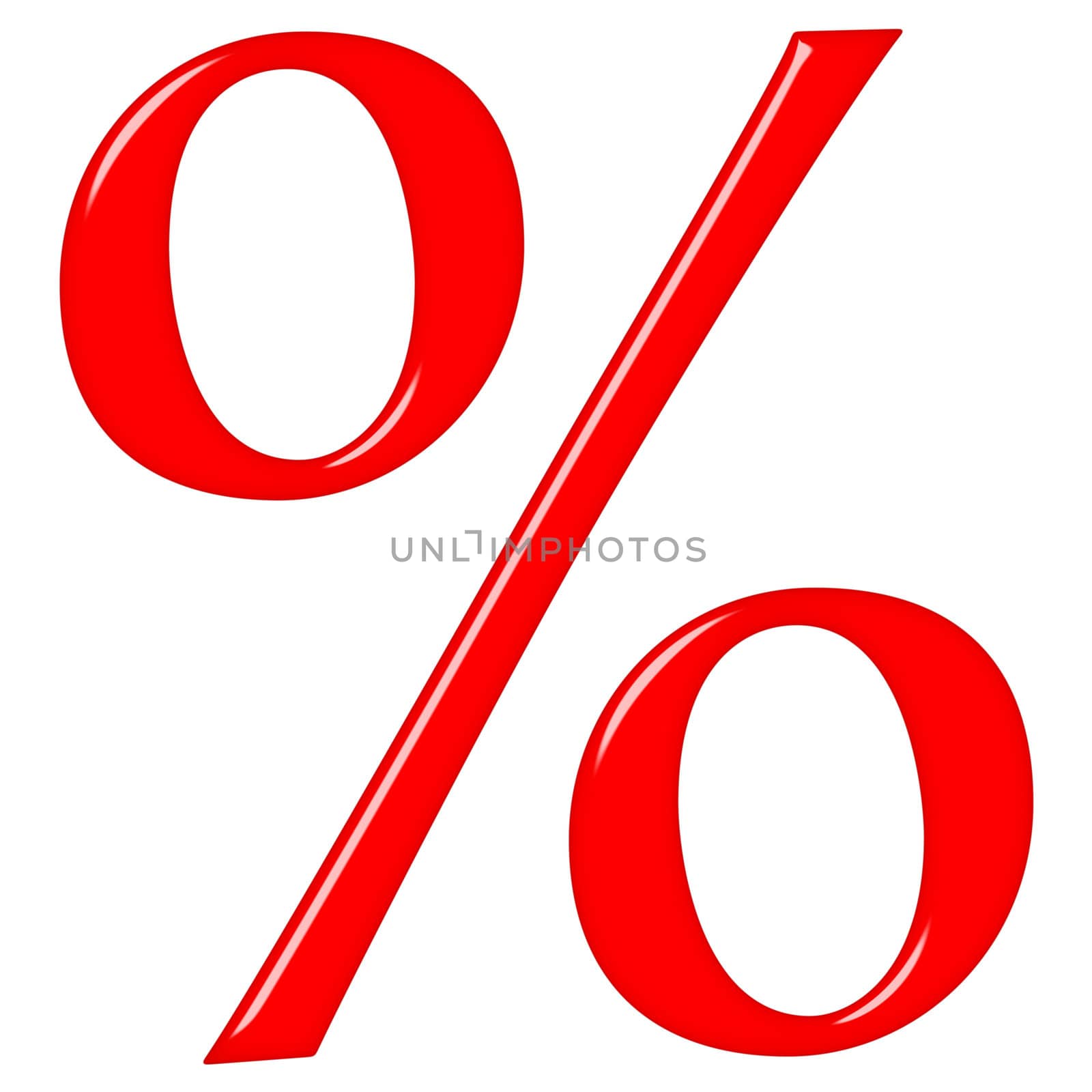 3d percentage symbol isolated in white
