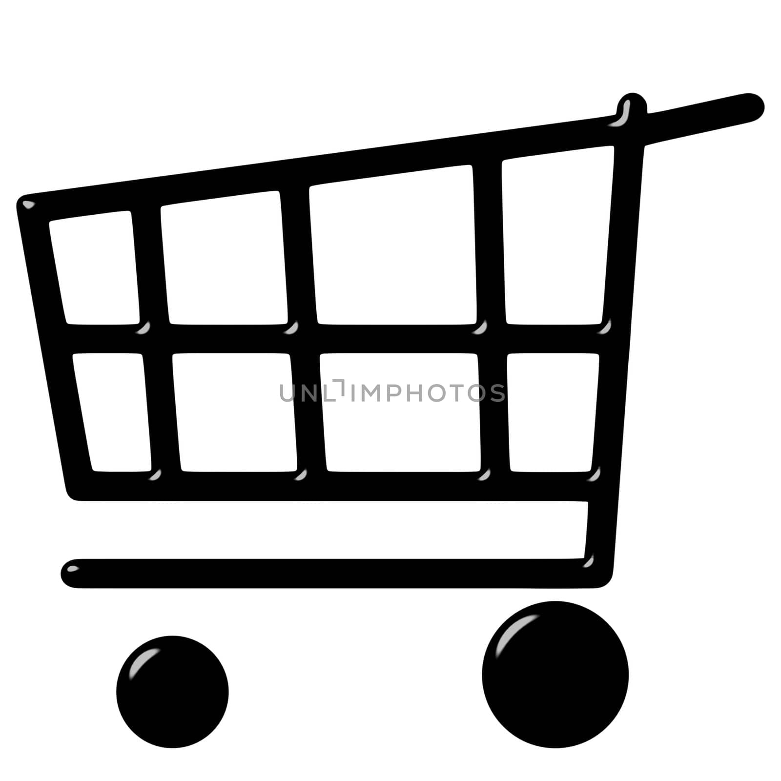 3D Shopping Cart isolated in white
