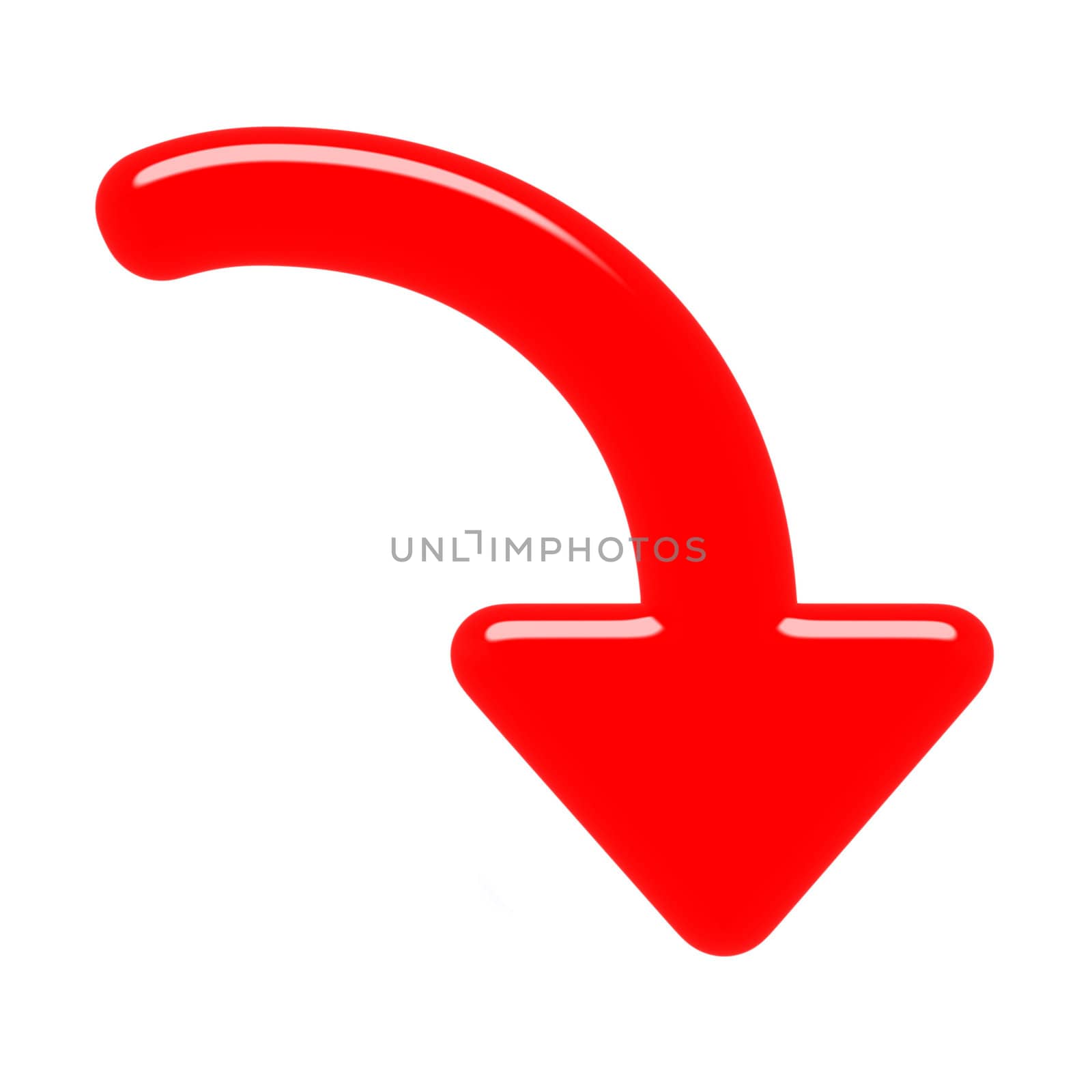 3d down arrow isolated in white