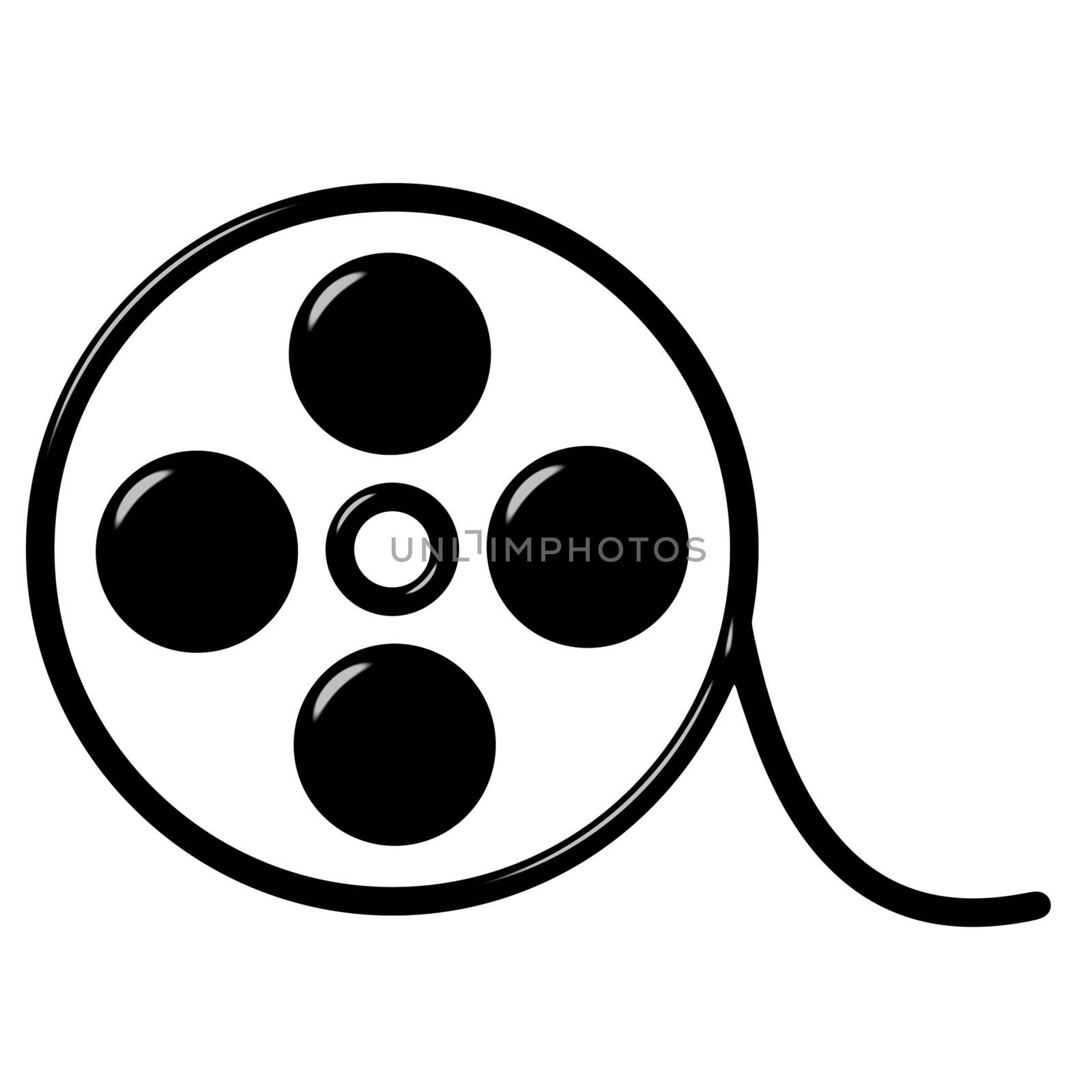 3d film reel isolated in white