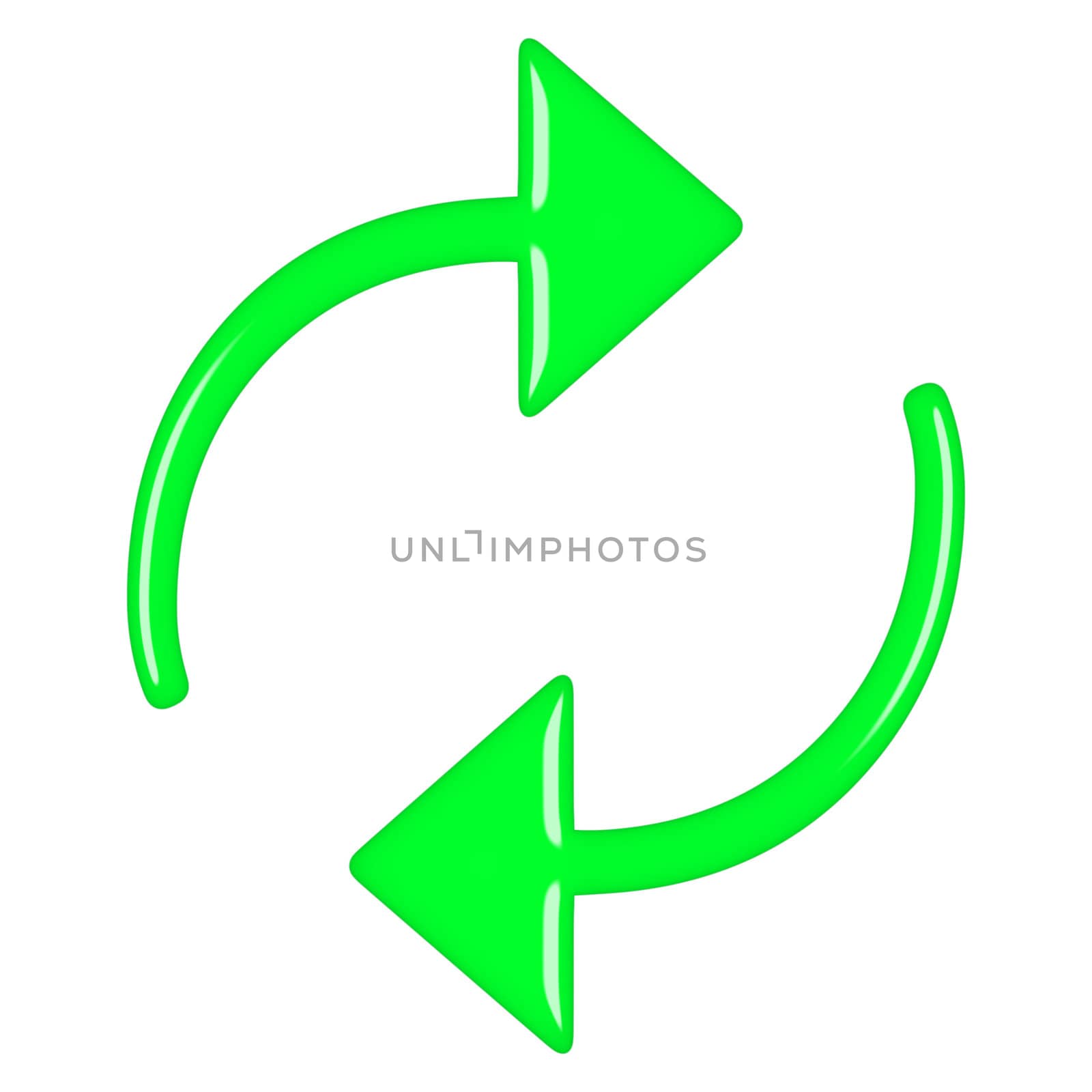 3d green circular arrows isolated in white