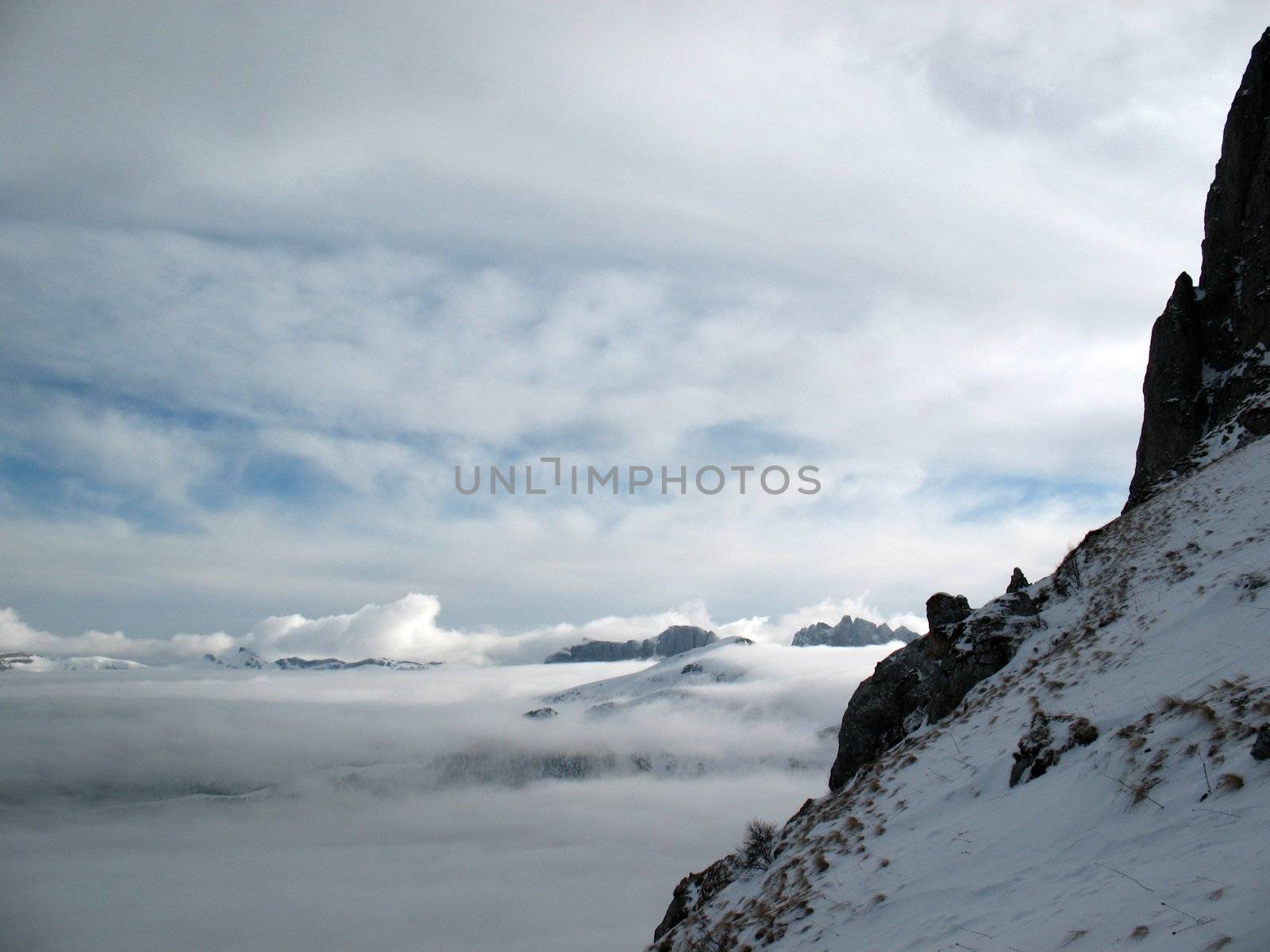 top; mist; cloud; blue sky; type; landscape by Viktoha