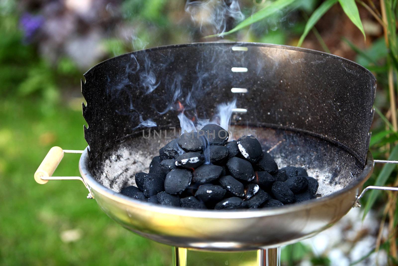 charcoal grill on the barbecue