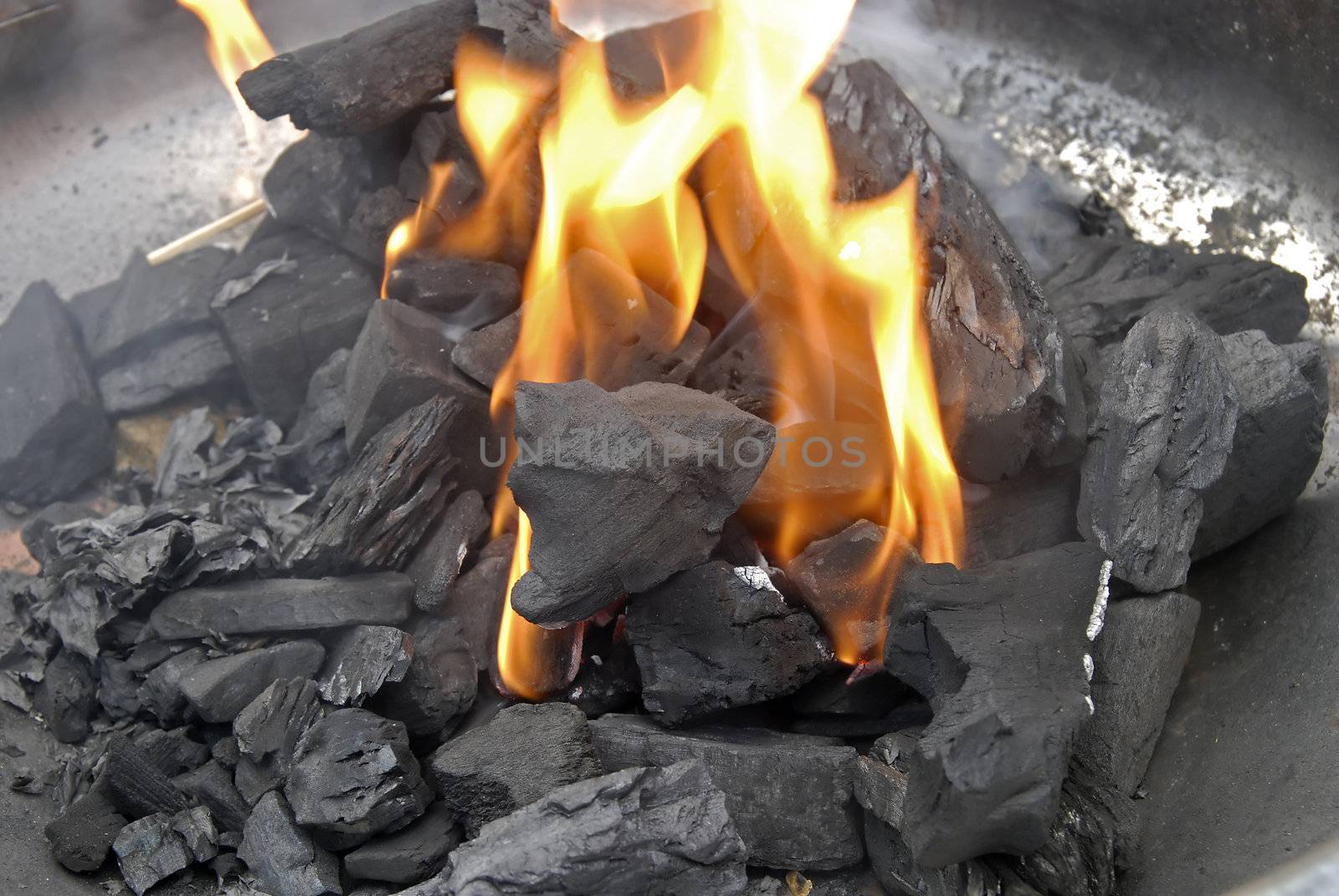 Lighting the barbecue by Gertje