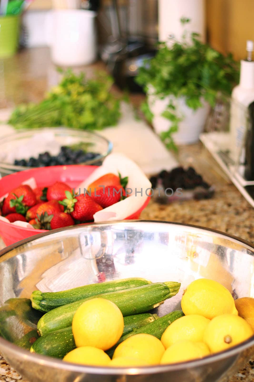 fruits & veggies on counter