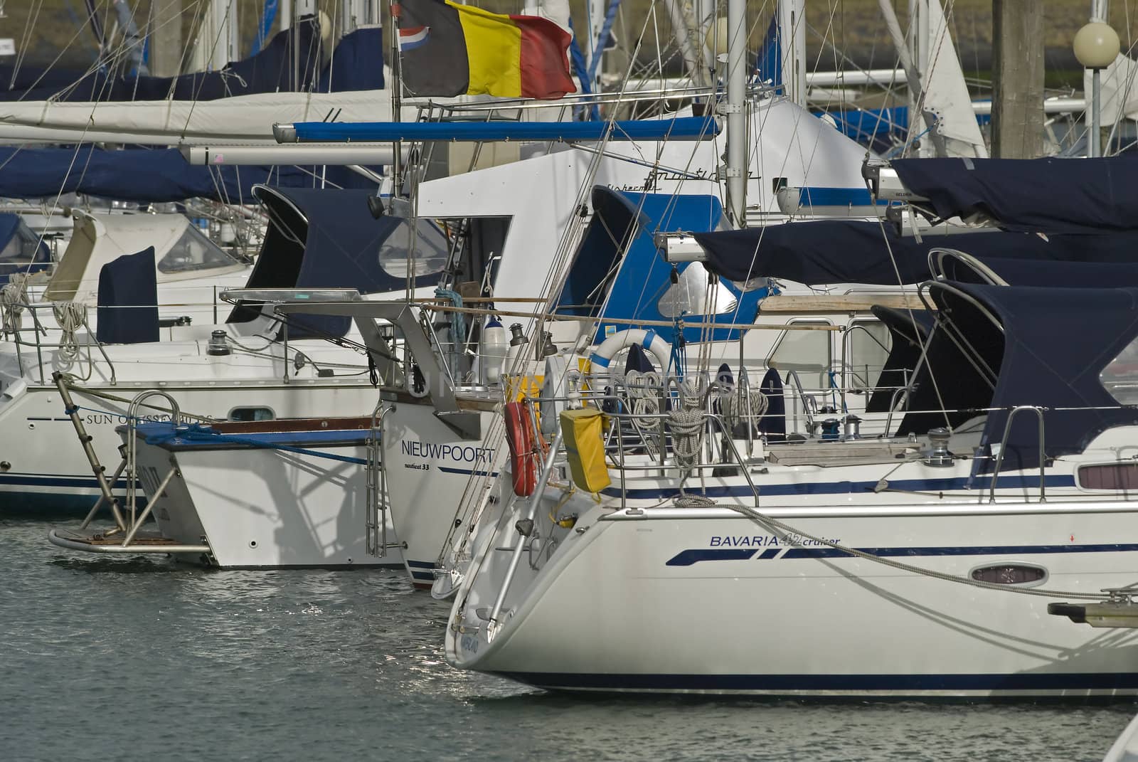 Harbor with yachts and sailboats in the Netherlands