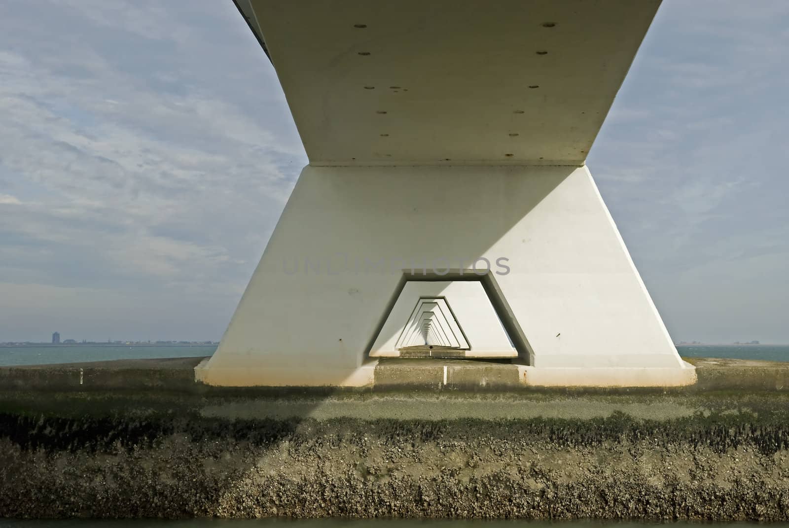 The Zeelandbrug in the Province of Zeeland, the Netherlands picture taking under the bridge