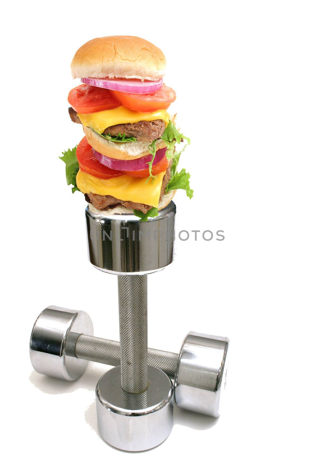 burger workout isolated on white by creativestock