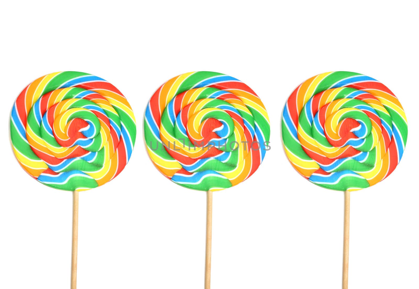 Three lollipops isolated on white