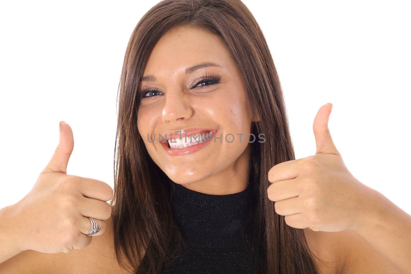 shot of a thumbs up model by creativestock