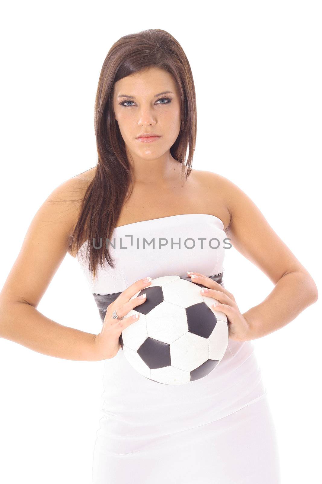 latino model with soccer ball