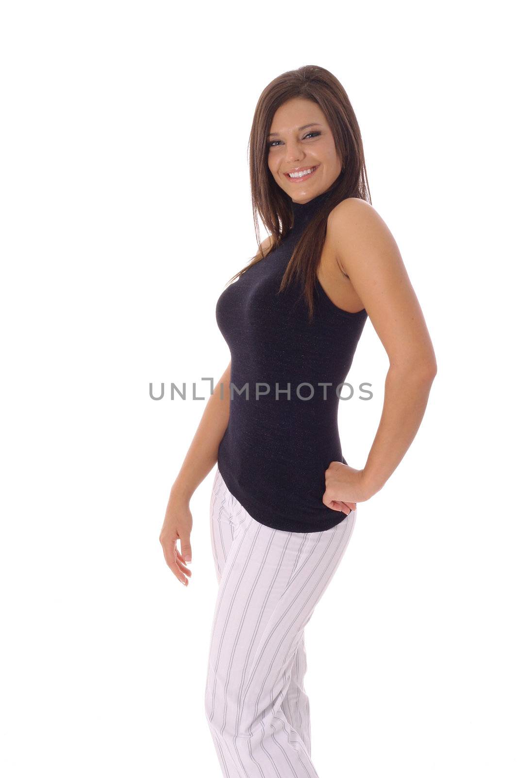 shot of a model posing on white by creativestock