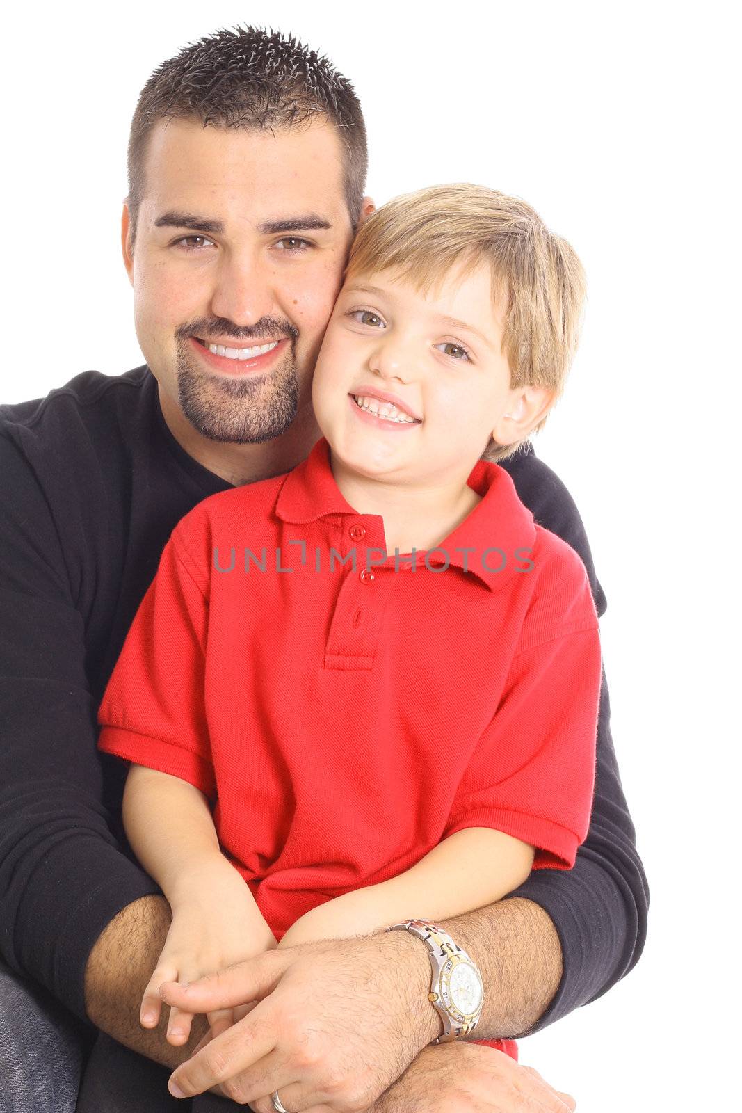 shot of a happy father and son isolated on white by creativestock