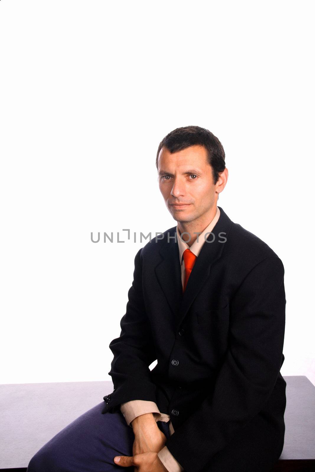 businessman over white studio background