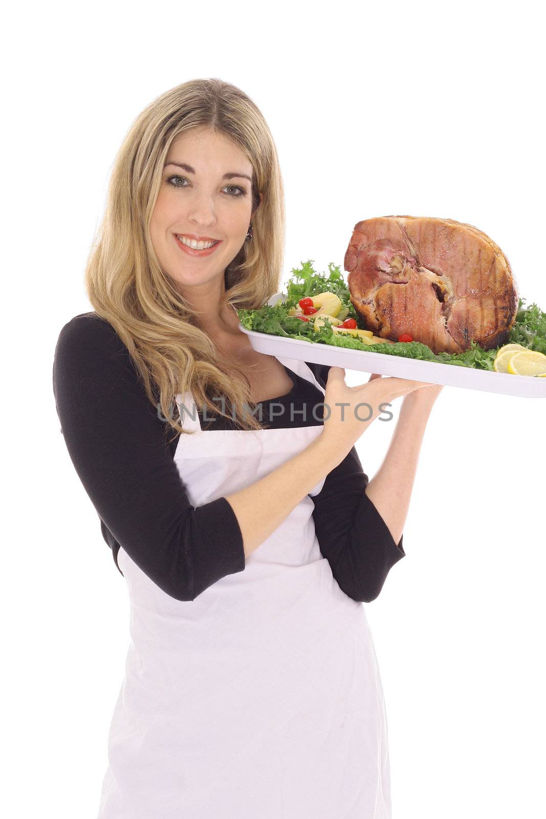 Ham for dinner isolated on white by creativestock