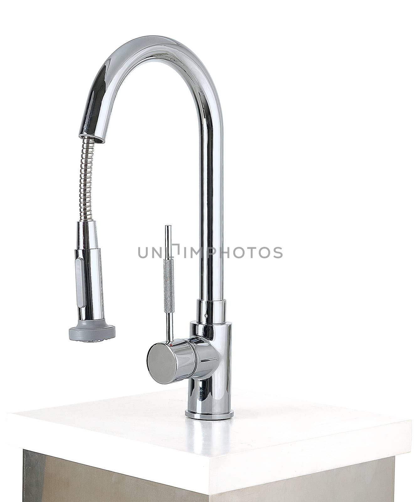 modrn dsign water faucet tap over white