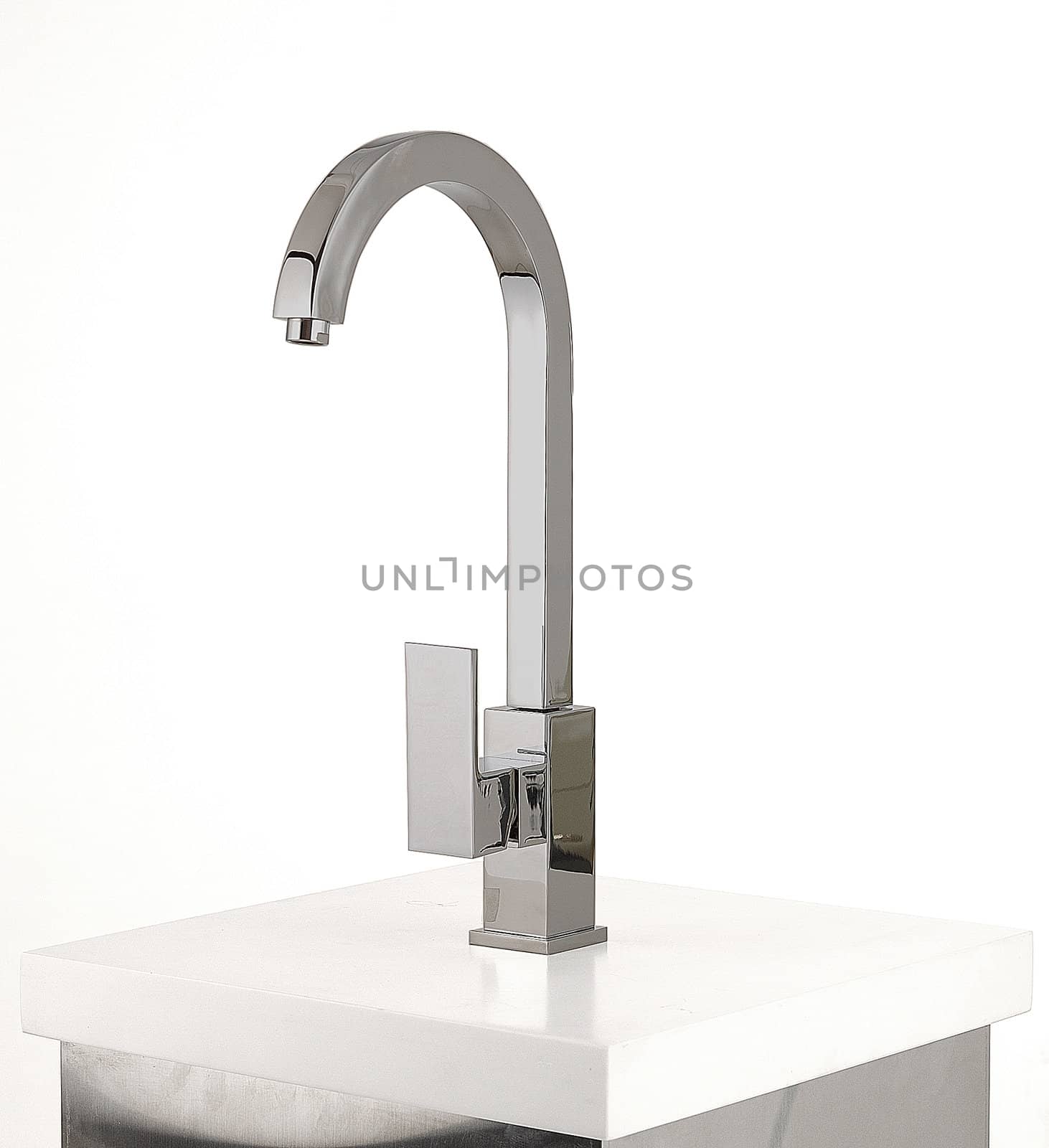 modrn dsign water faucet tap over white