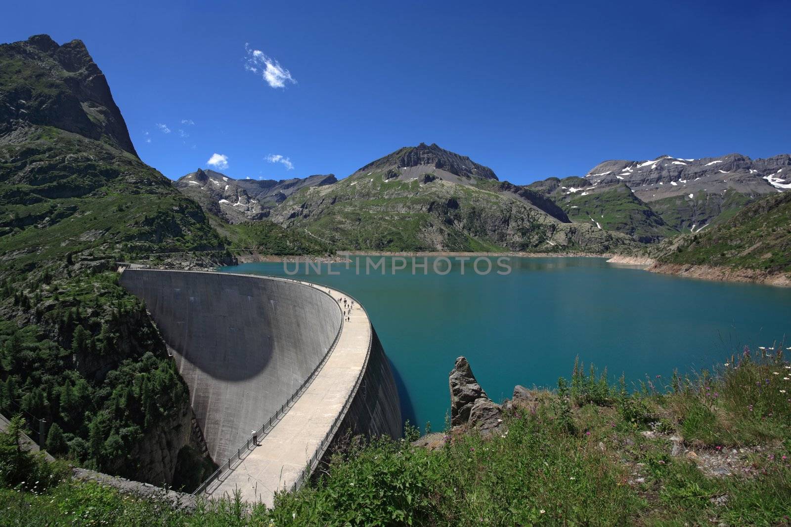 The Emosson hydroelectric Dam in the little Swiss village of Chatelard.