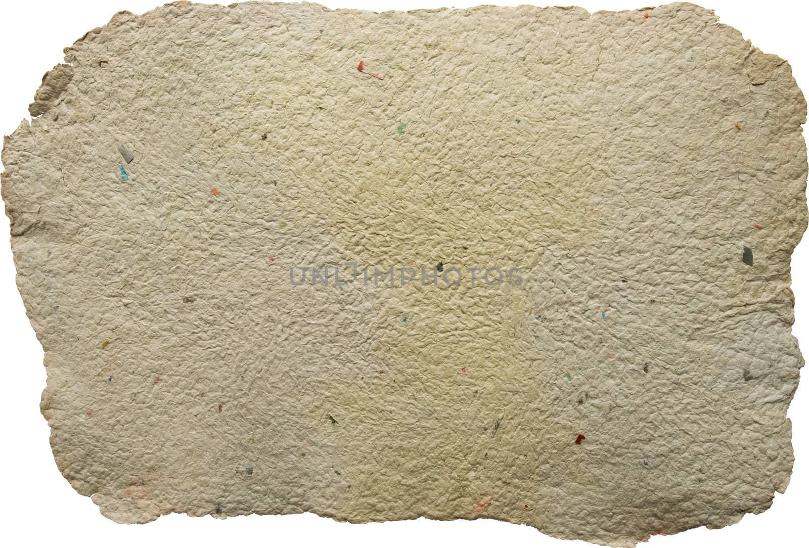 A sheet of rough grey handmade paper isolated on white. Clipping path included to easy replace background