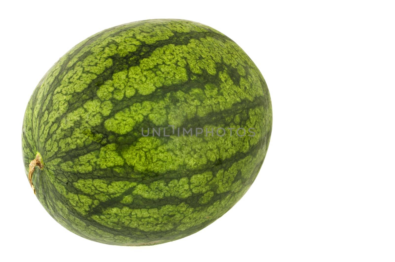 Whole green watermelon isolated on white background