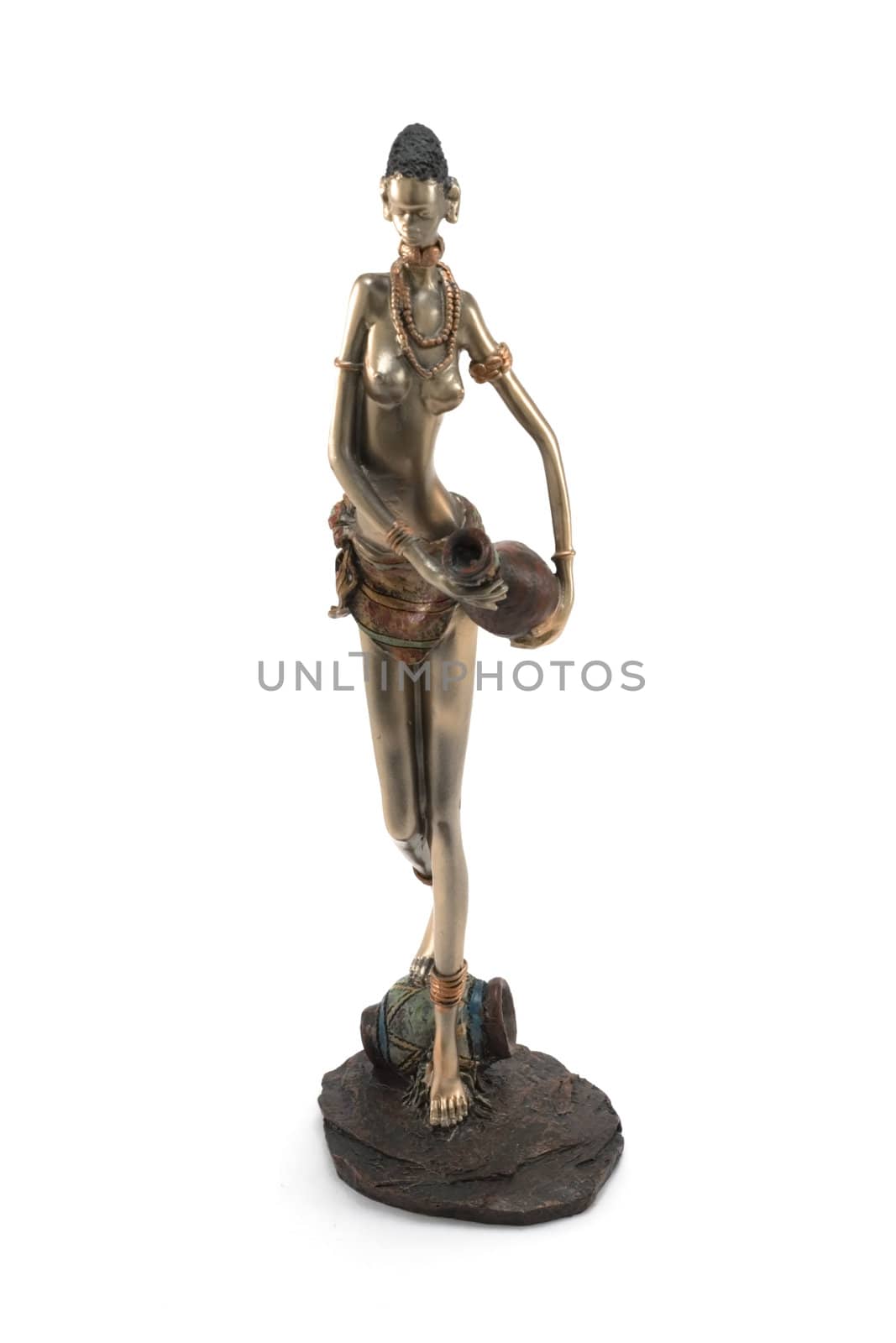 Bronze statuette of the denuded women(woman) with pitcher
