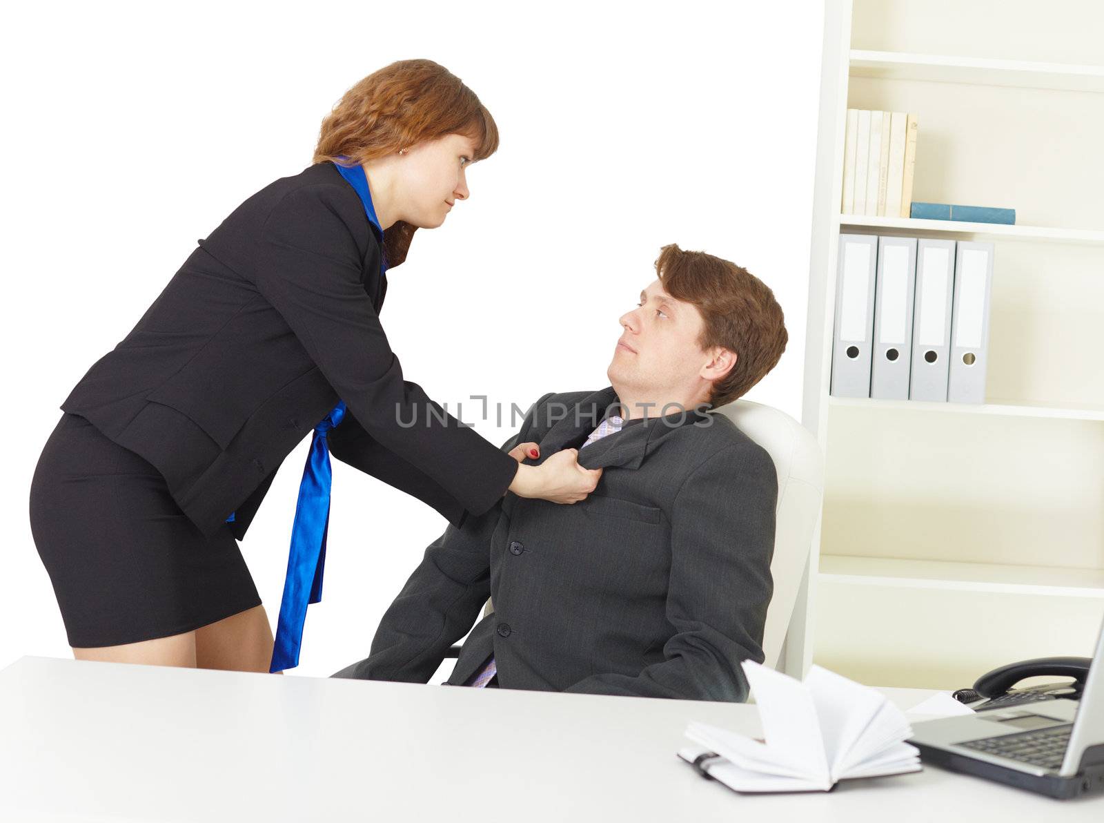 Serious quarrel of young men at office