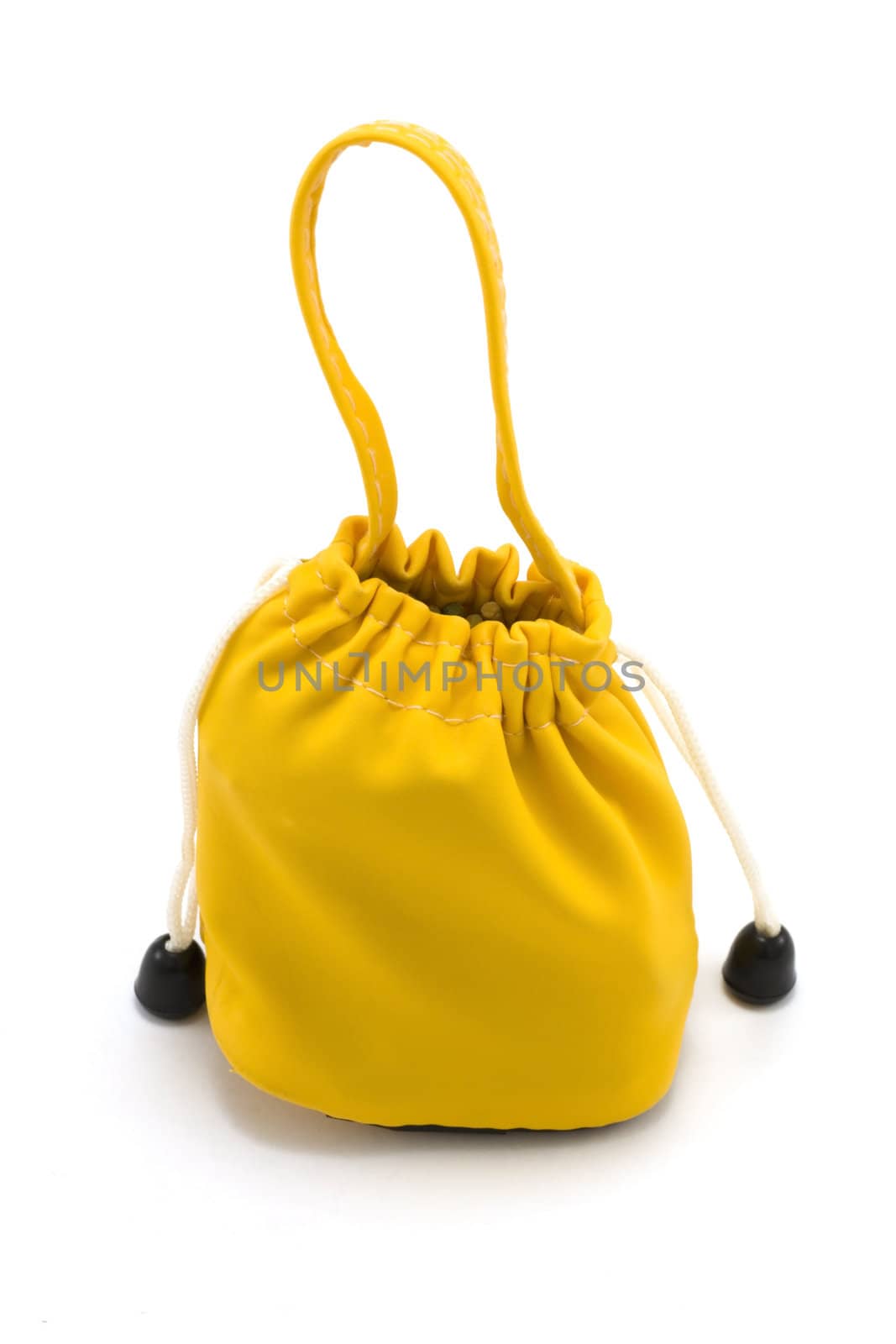 Yellow sac pervaded aromatic stick on white background