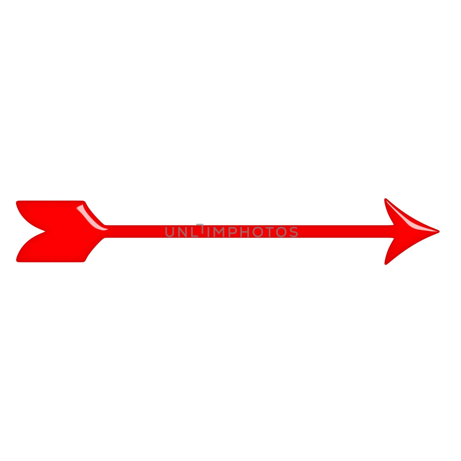 3d glossy red arrow isolated in white