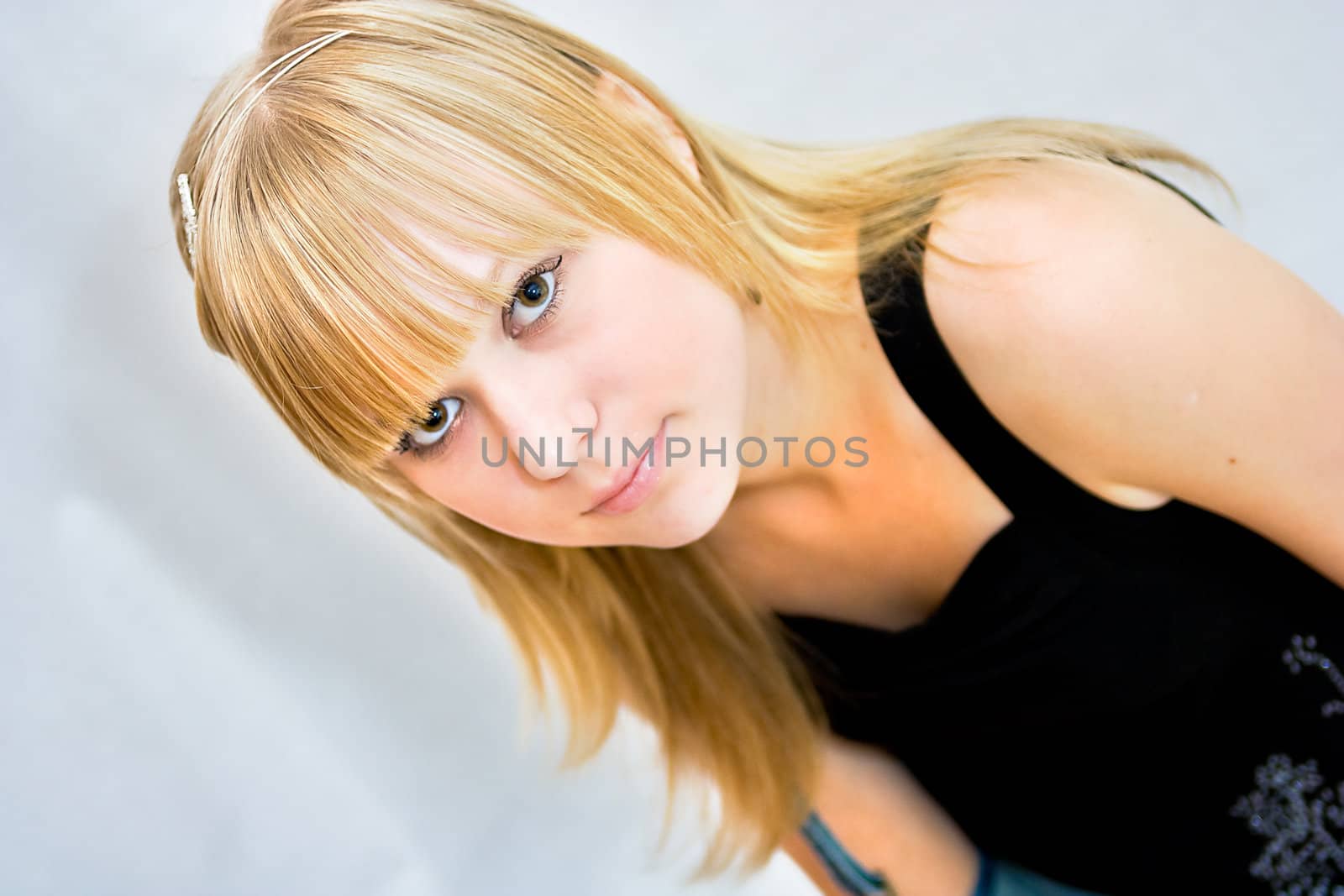 head portrait of a lady on white background