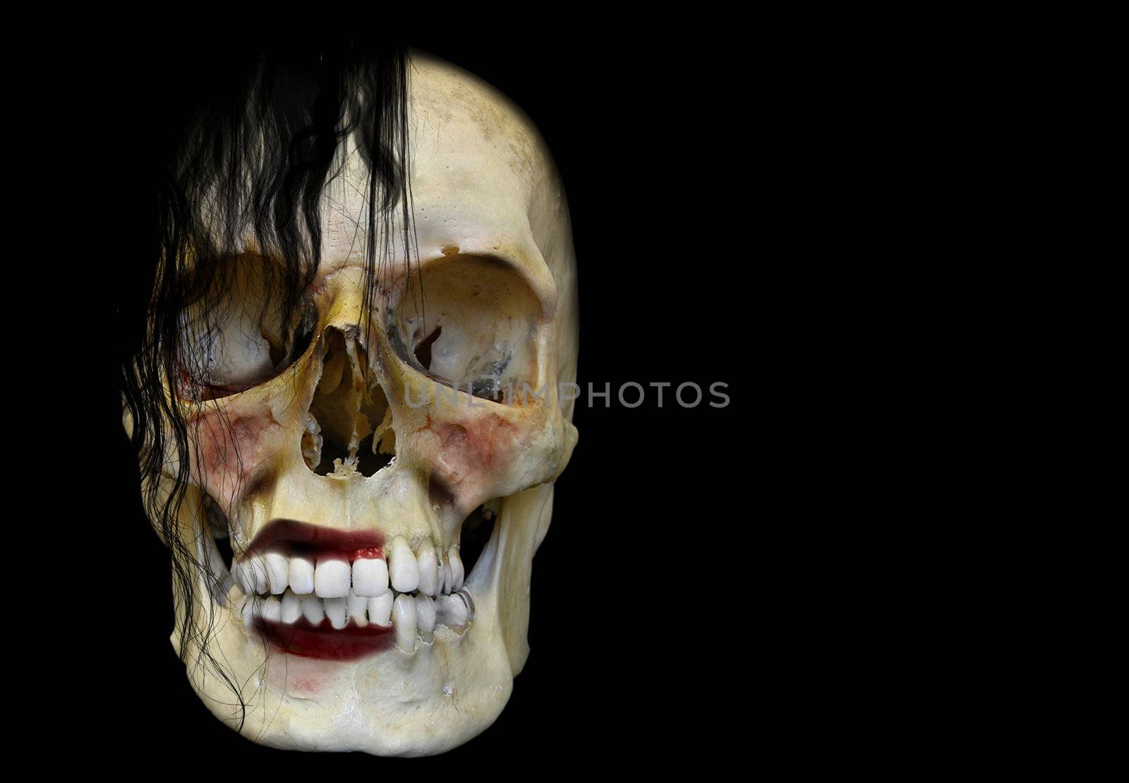 A female human skull portraying the concept that beauty is only skin deep after all.