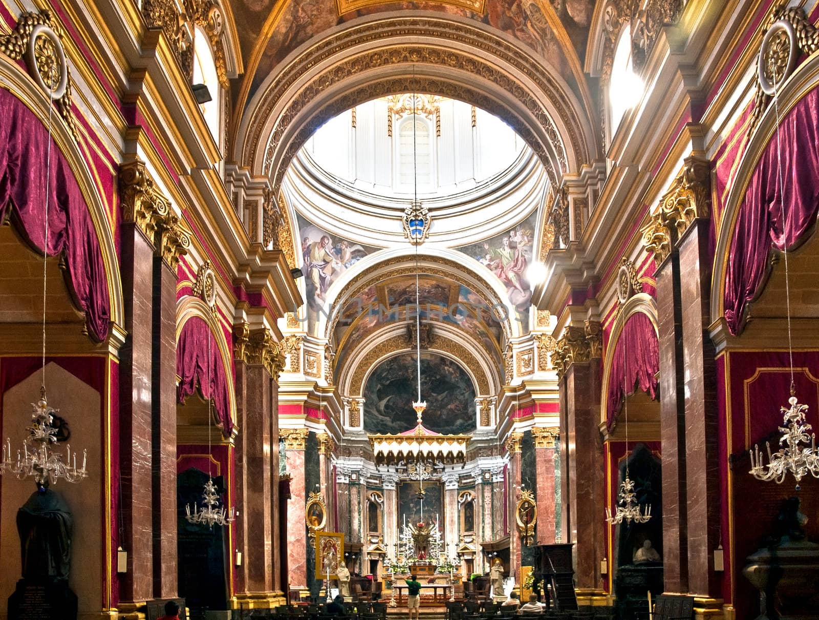 The majestic and beautiful interior of the Cathedral of St. Paul in Mdina in Malta