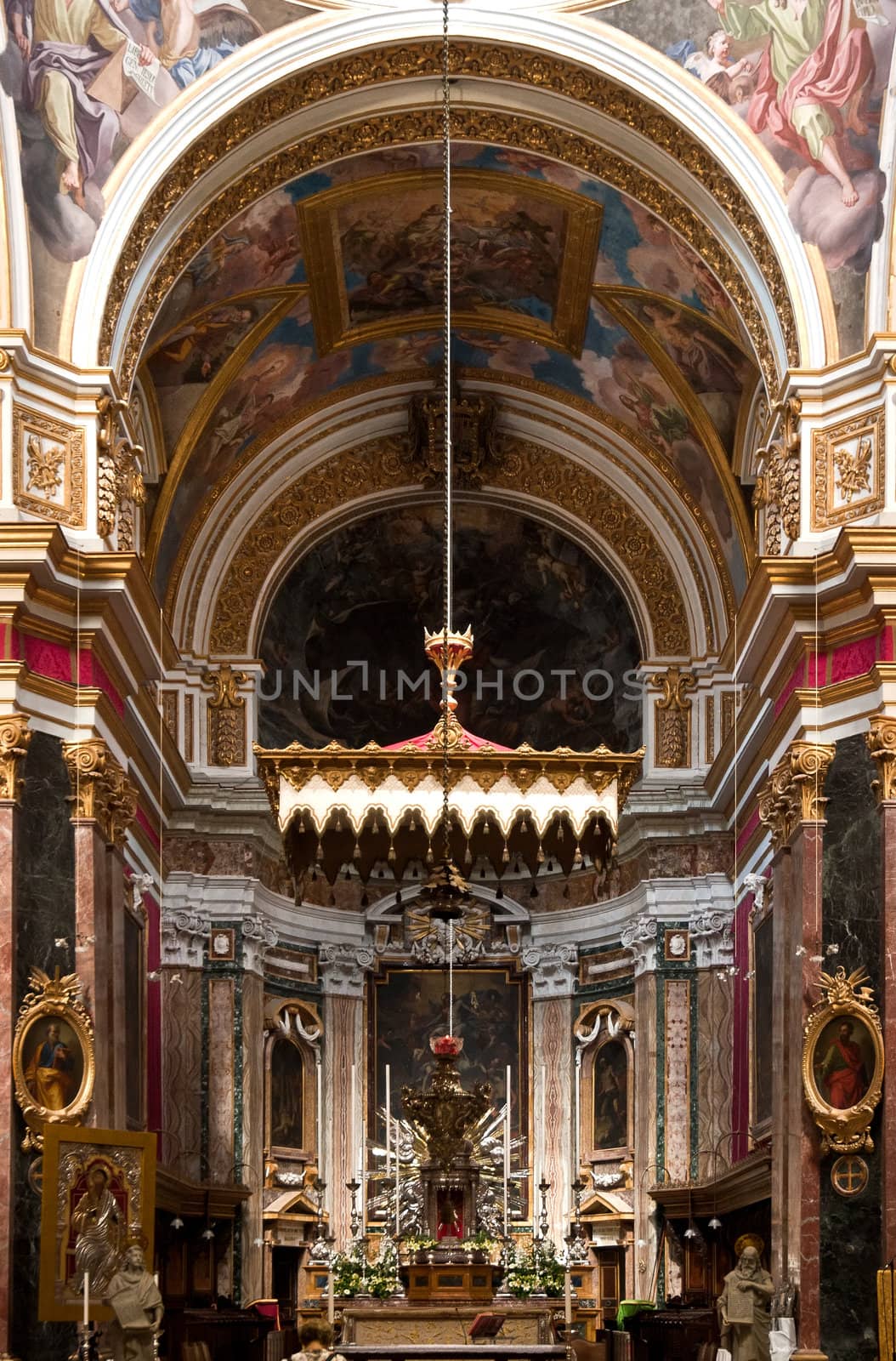 The majestic and beautiful interior of the Cathedral of St. Paul in Mdina in Malta