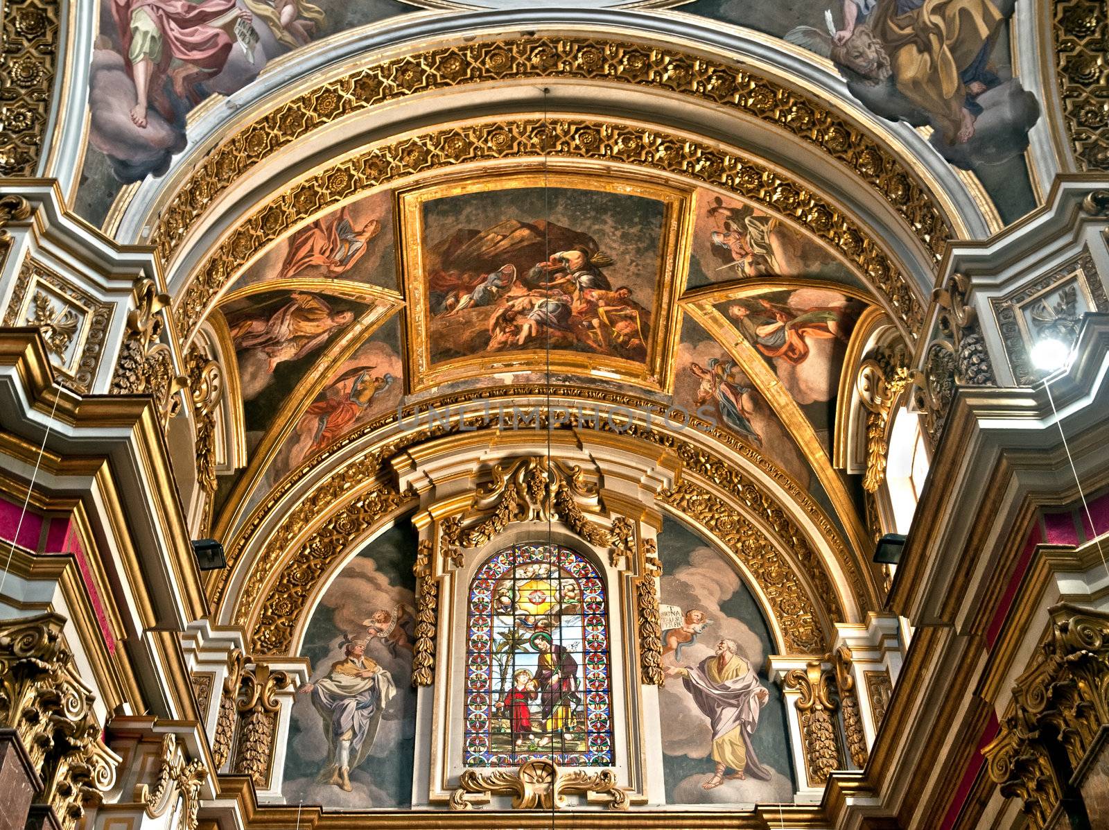 The majestic and beautiful interior of the Cathedral of St. Paul in Mdina in Malta