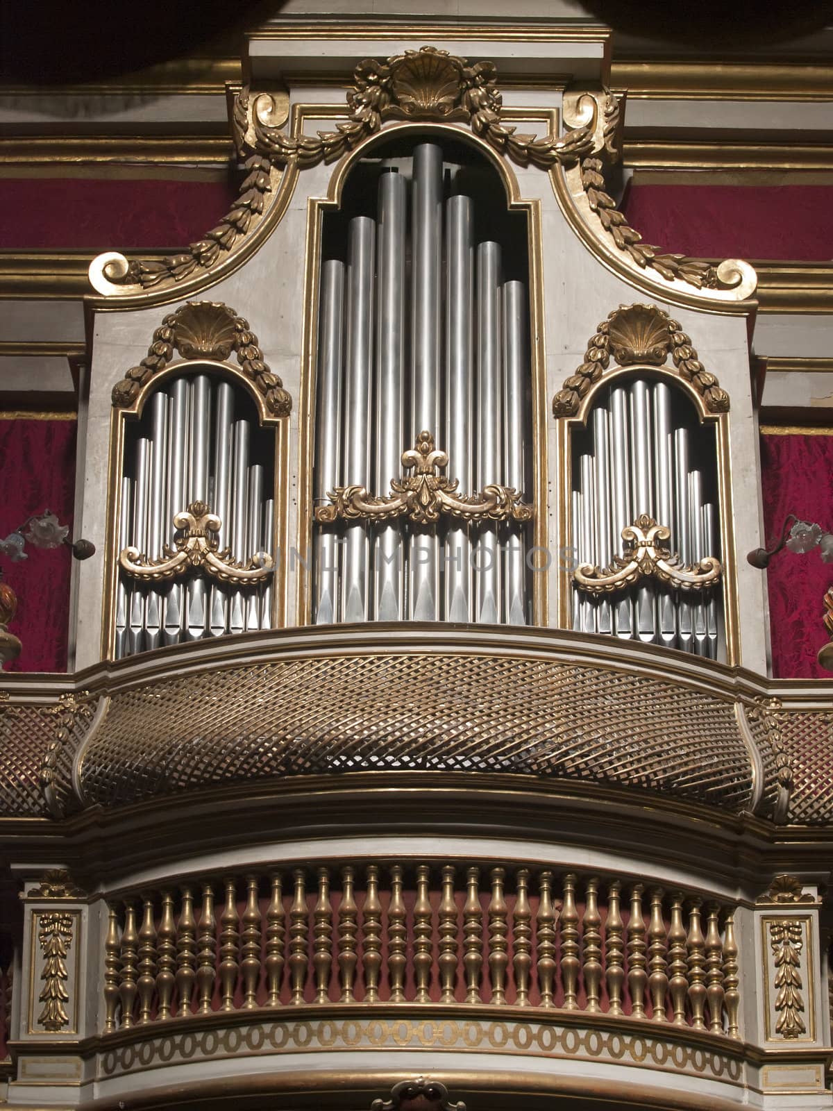 Church organ of the Cathedral of St. Paul in Mdina in Malta