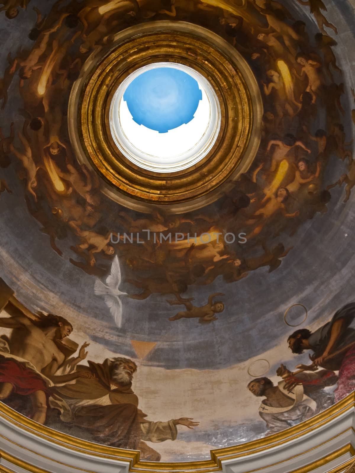 Interior of dome of the Cathedral of St. Paul in Mdina in Malta