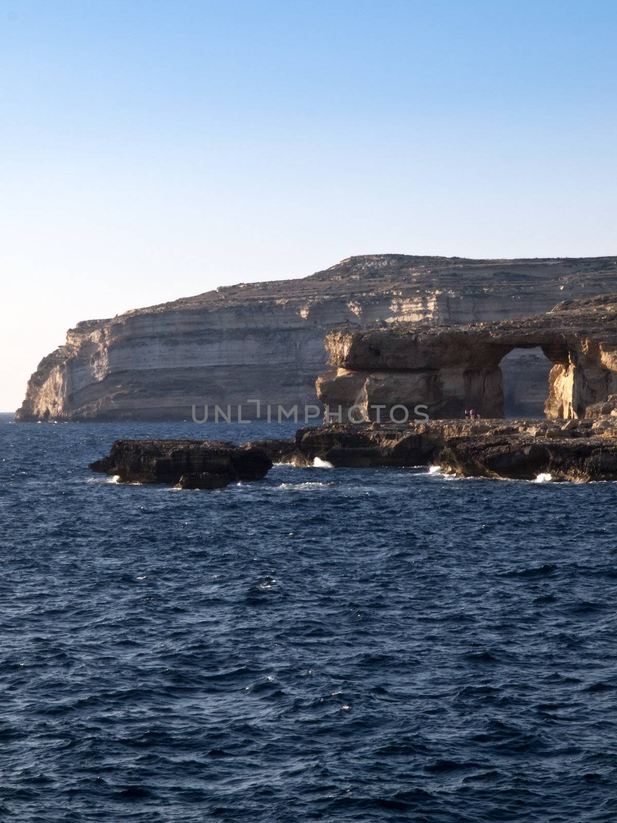 A seascape from Dwejra in Gozo showing the Azure Window